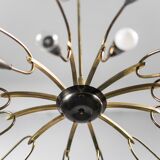 Vintage 1950s modern antique 24-light brass chandelier