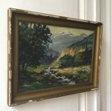 Painting oil mountain landscape