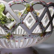 Openwork bowl in painted earthenware, Émile Tessier Le Croisic, 30-50's accident
