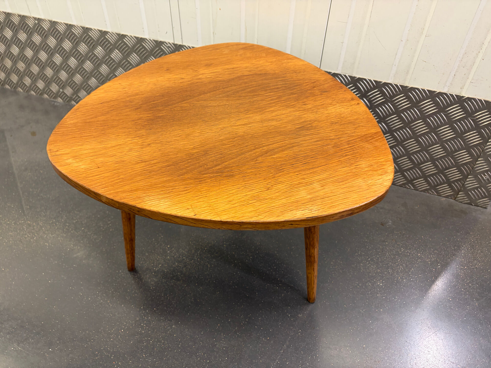1950s natural oak tripod coffee table