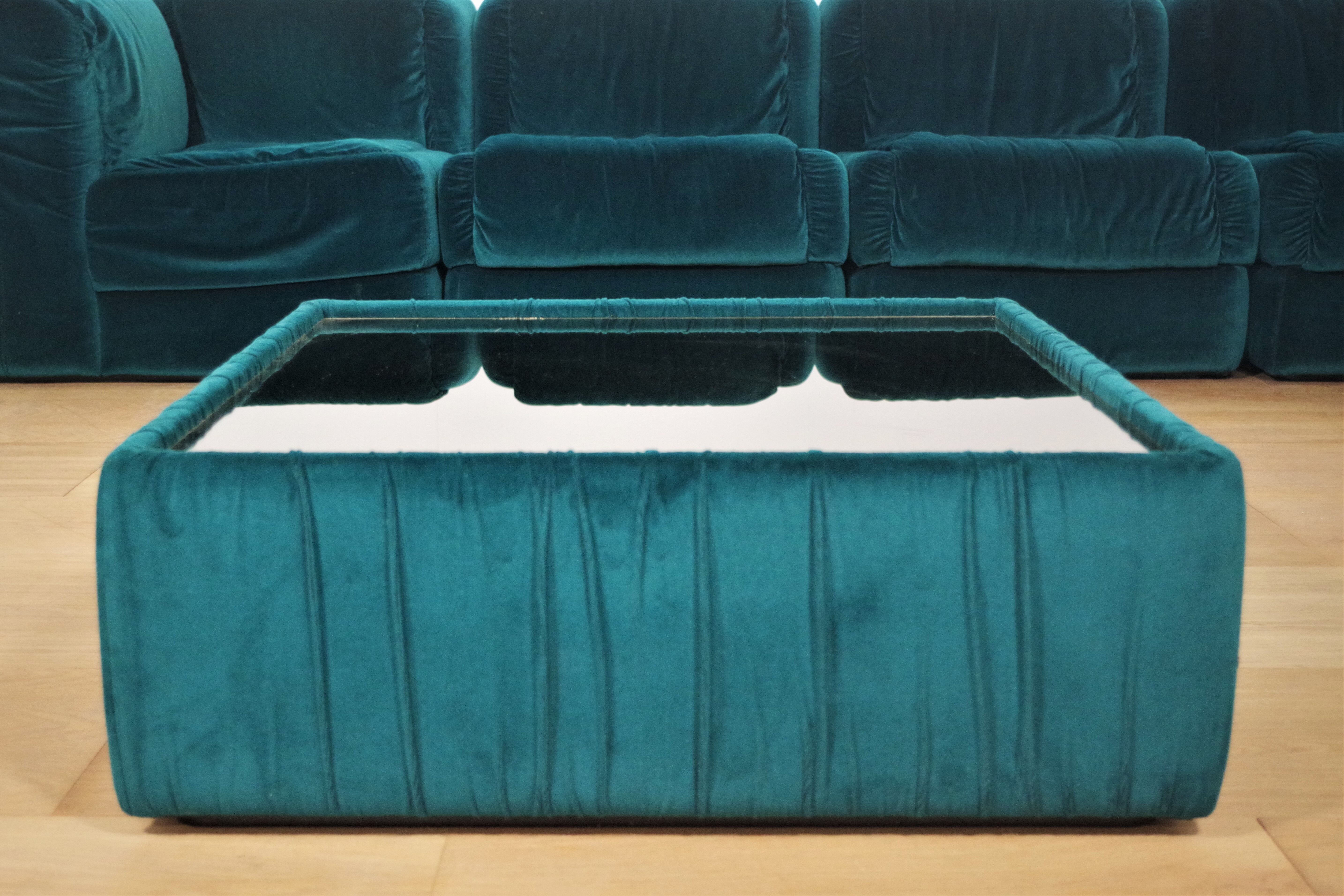 Fauteuils en Chenille de Seven Salotti, 1970s, Set de 5