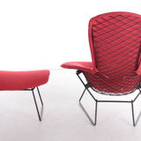 Design Harry bertoia for Knoll, Model Bird Armchair with Ottoman, 1980s