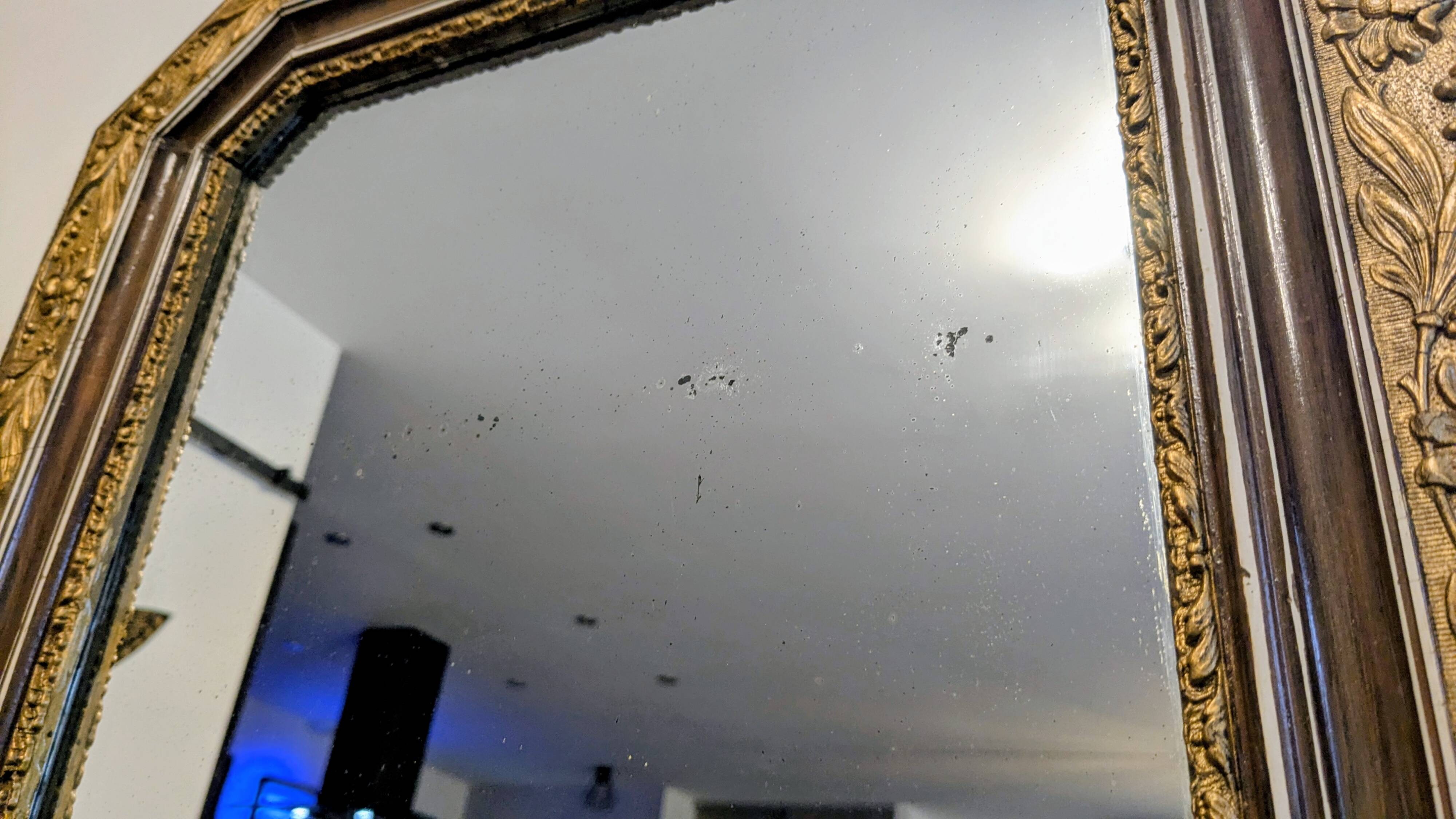 Antique gilt mirror with beveled corners, 70 x 51 cm – Chic decor