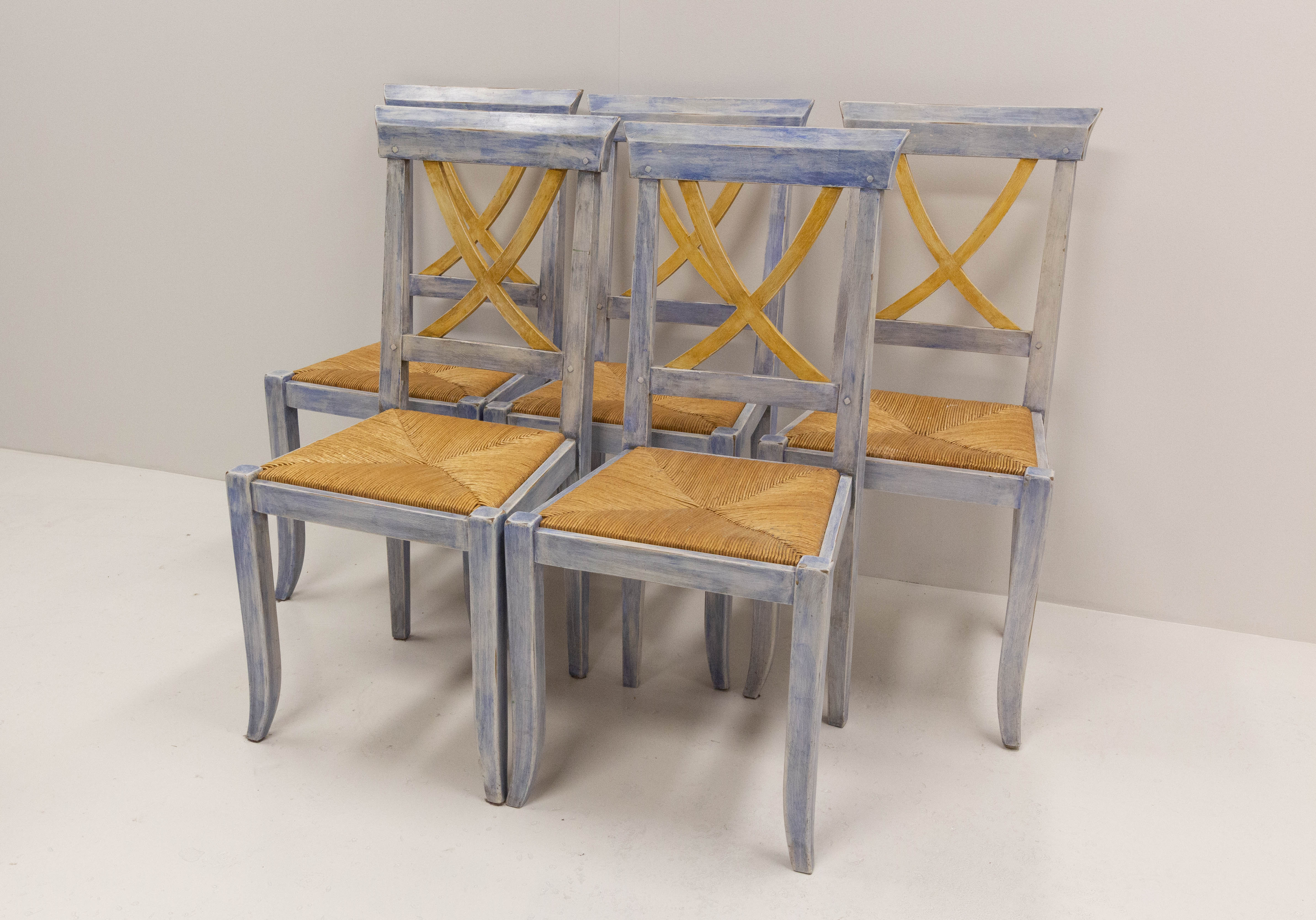 6 mulched provencal style chairs