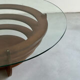 Designer coffee table, foot and circular top from the 60s