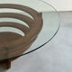 Designer coffee table, foot and circular top from the 60s