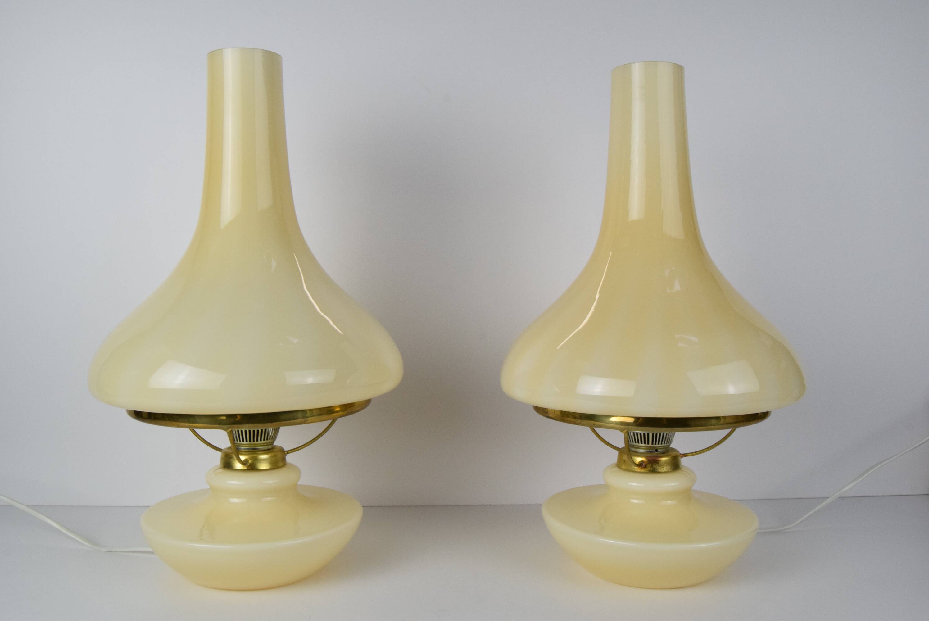 Pair of mid-century Table Lamps, Osvětlovací sklo závod Janštejn, Czechoslovakia, 1970