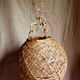 Abat-jour suspension boule vintage en osier et ficelle naturels