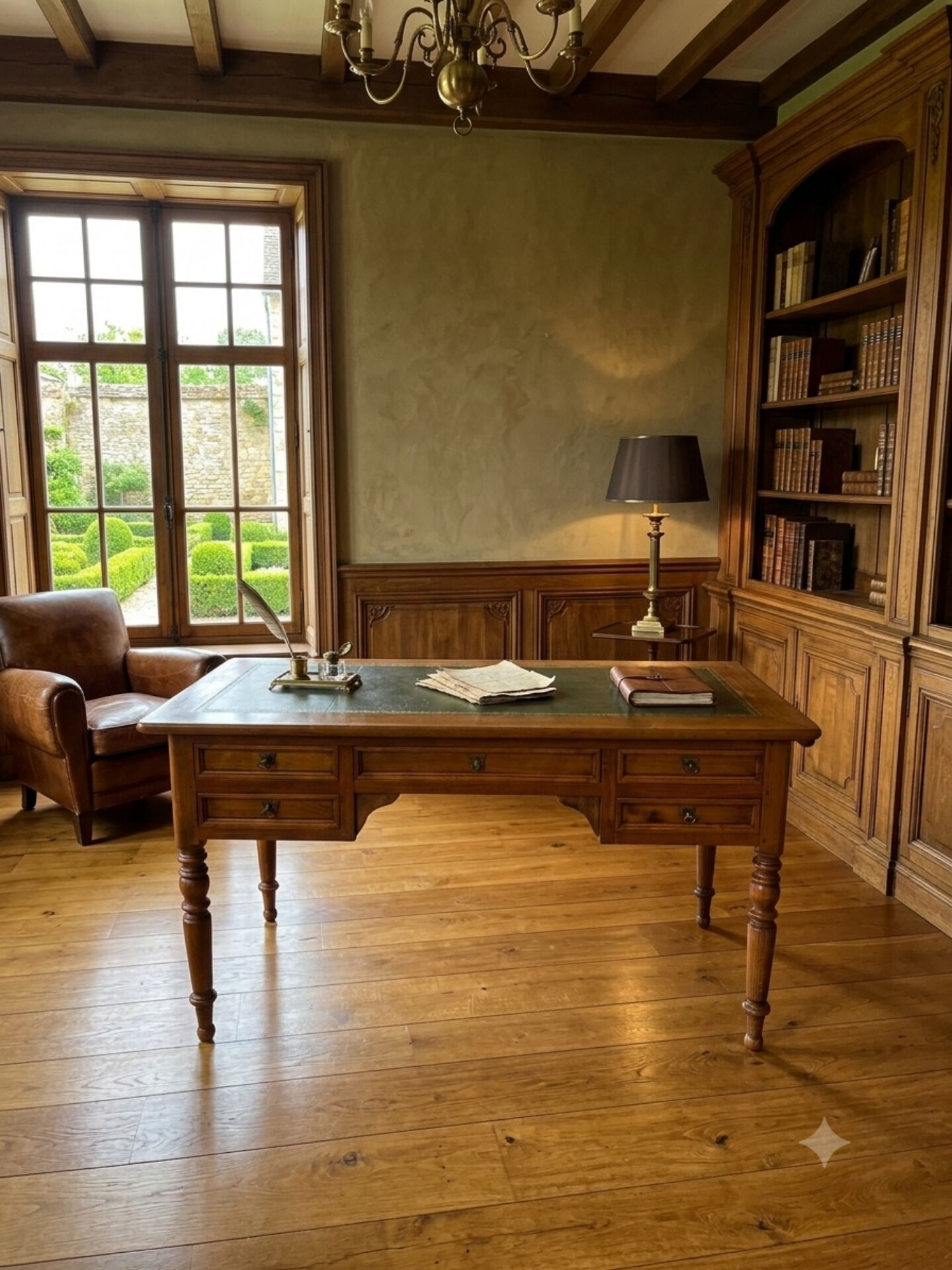 Bureau en Merisier massif avec tirette