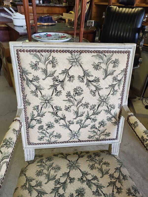 Armchair Louis XVl grey of the Xlx th century n°1