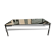 Table basse rectangulaire métal et verre St Gobain bleuté gris 1970