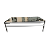 1970 st Gobain blue grey coffee table and blue st Gobain glass