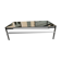 Table basse rectangulaire métal et verre St Gobain bleuté gris 1970