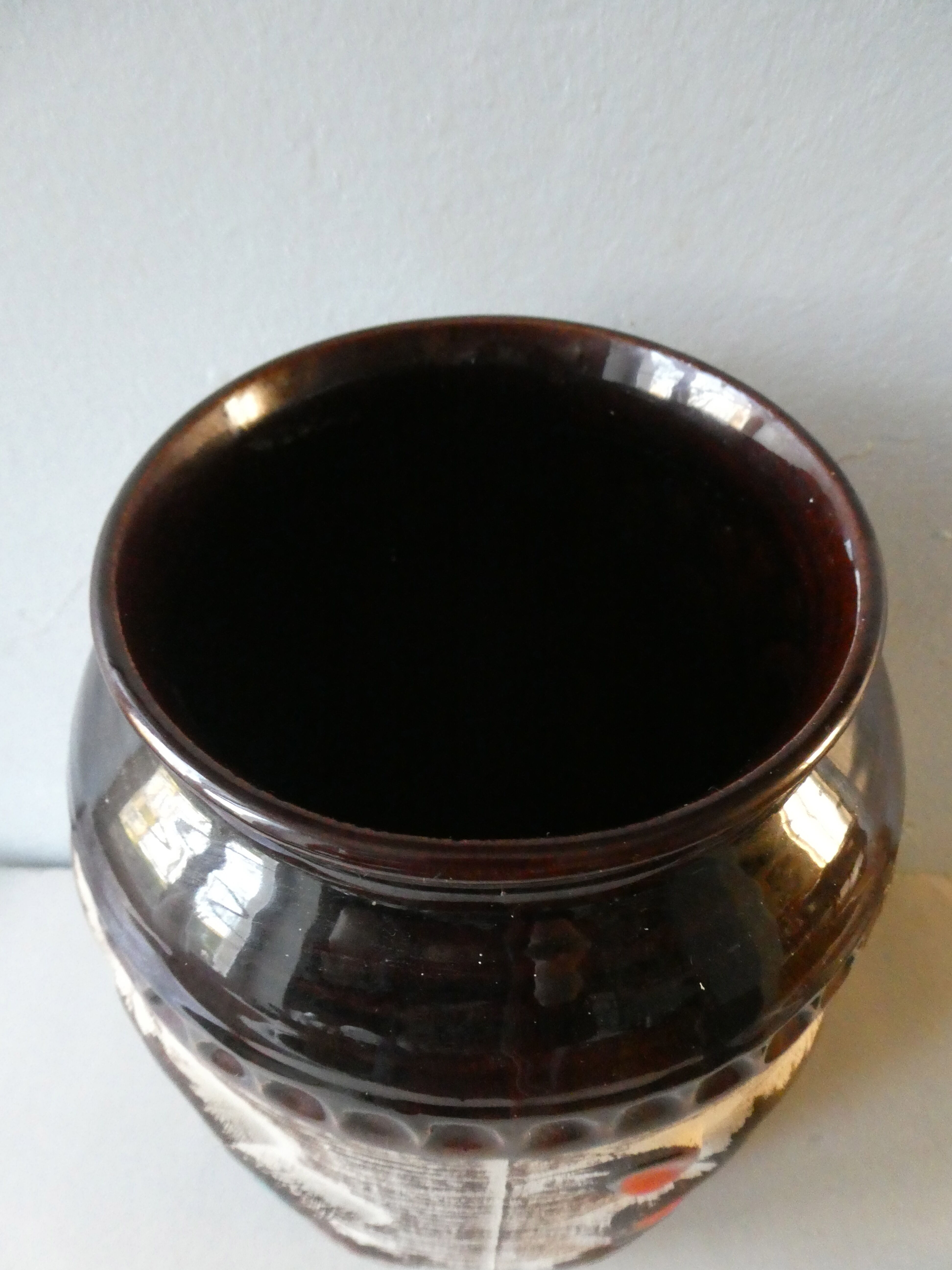 Ceramic vase decorated with flowers Bay West Germany 1970s