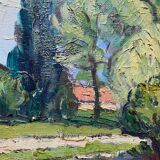HST painting "Sunny landscape and wooded village" by Marcel GAULT (1899-1989)