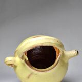 Small vintage pale yellow enamelled terracotta goat jug
