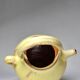Small vintage pale yellow enamelled terracotta goat jug