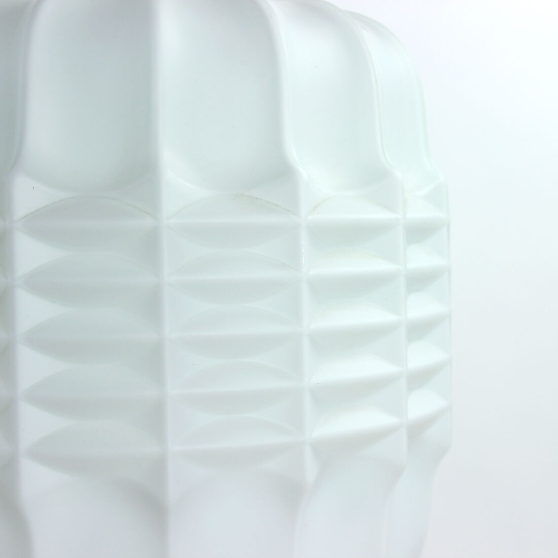 Midcentury Ceiling Pendant In White Glass And Brass, Czechoslovakia 1960s