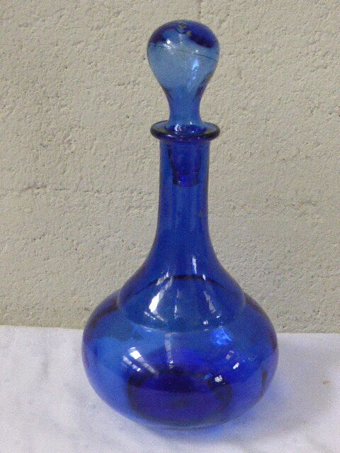Vintage blue glass carafe