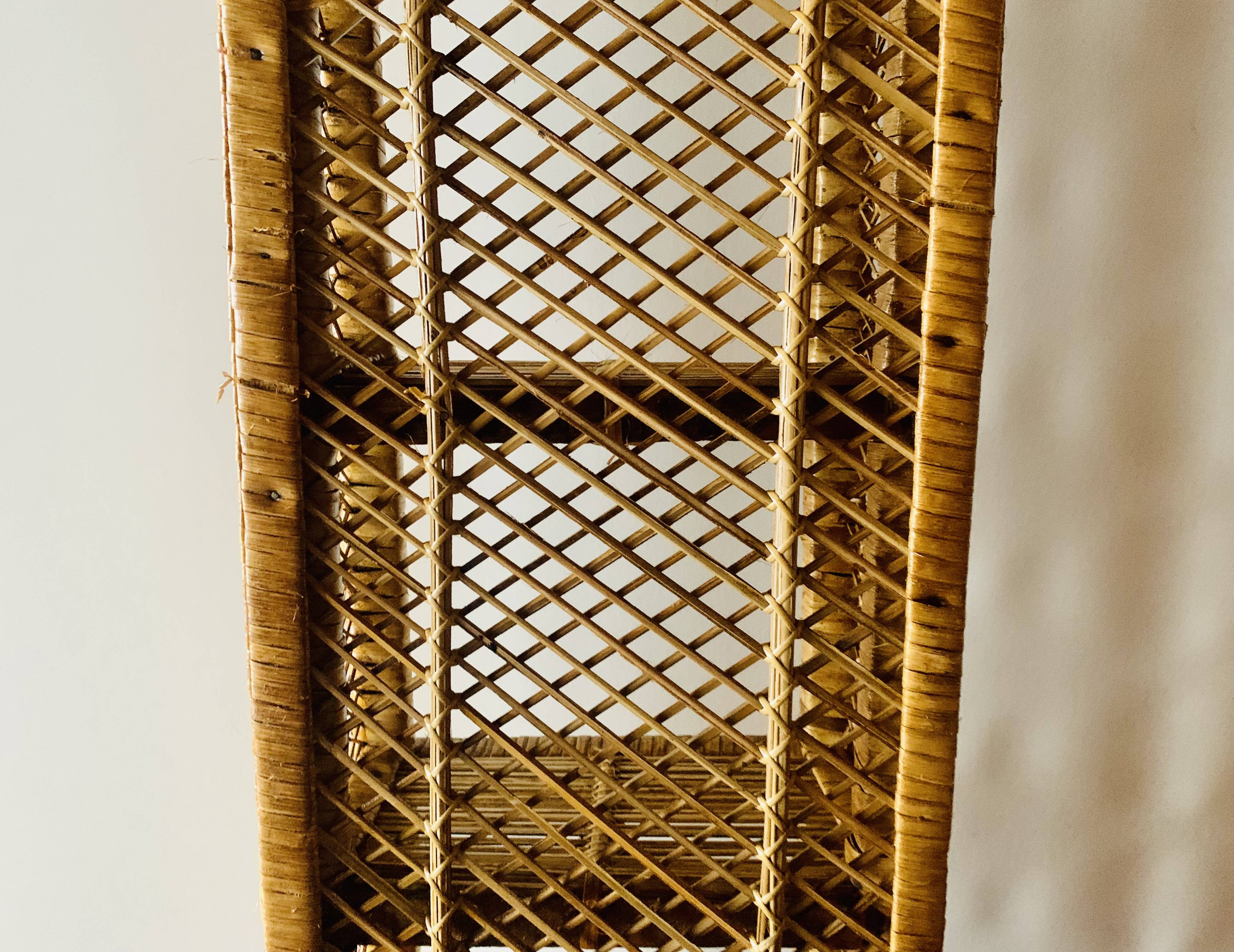 Vintage rattan and wicker shelf