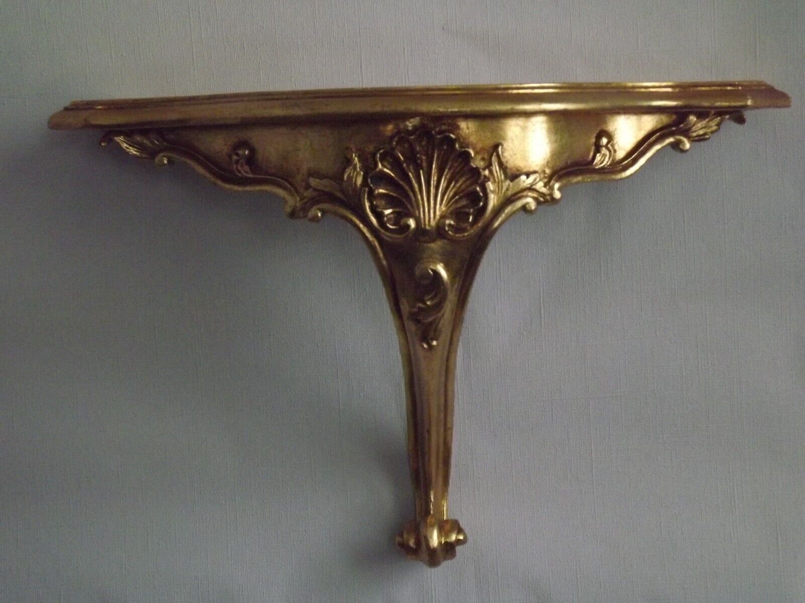 French vintage regency style gold resin half round console wall table 4022