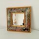 Vintage wooden mirror with floral pattern from the 80s 20*20 cm