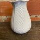 Vintage White Ceramic Flower-Shaped Vase France