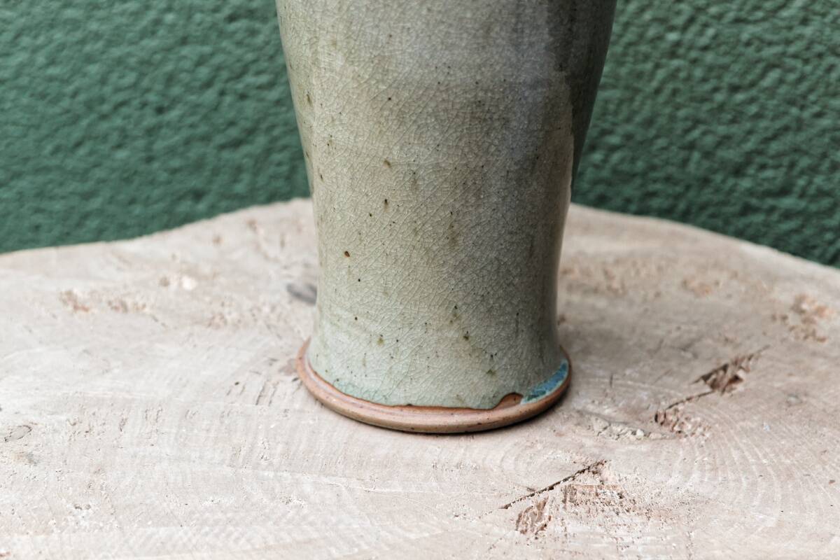Glazed stoneware vase, signed, oxblood