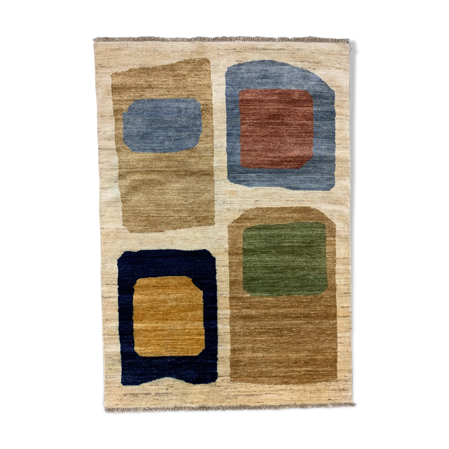 Afghan Chobi Art Deco Rug 190x130 cm Blue, Beige, Gold, Medium