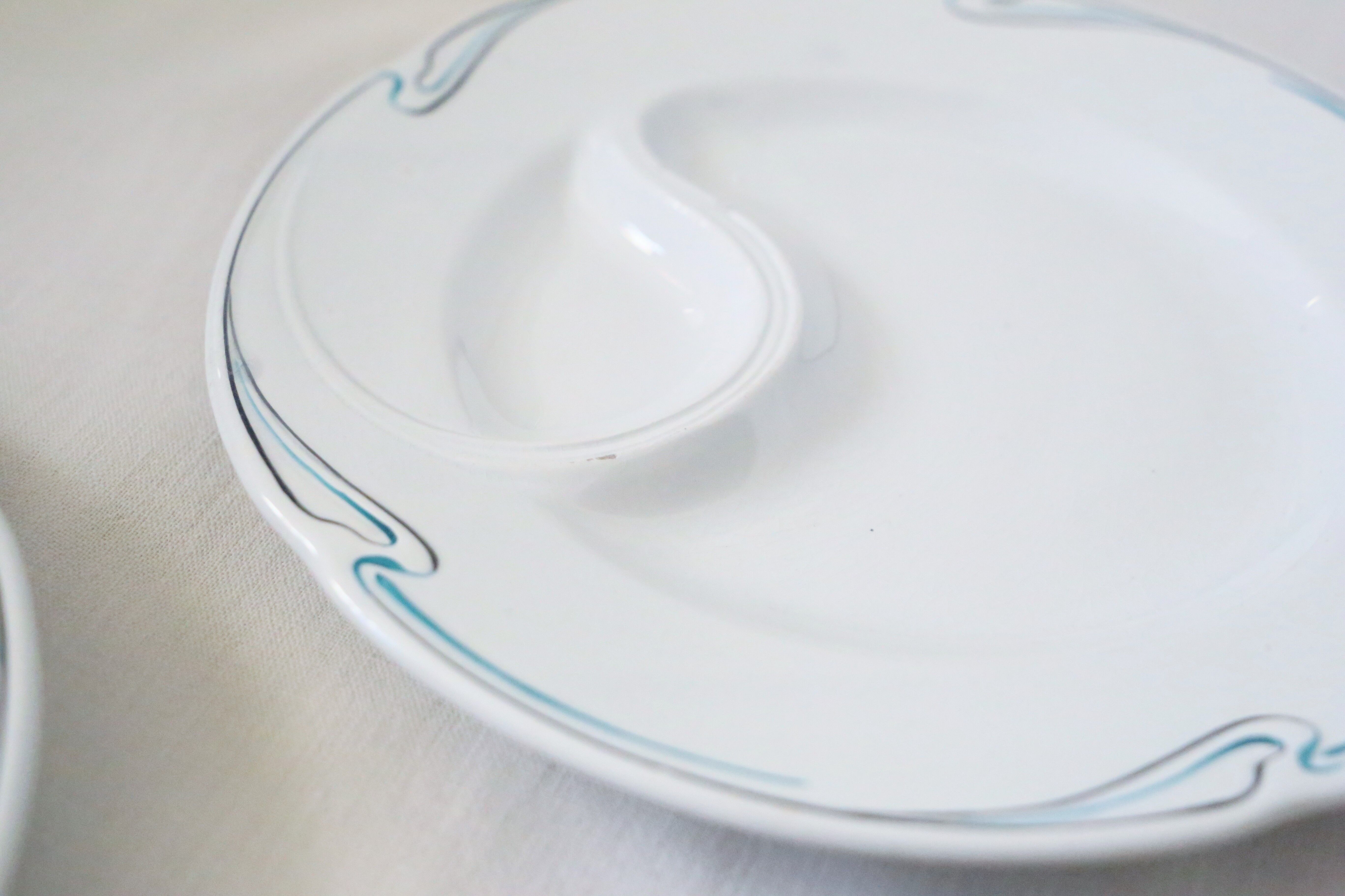 Set of 5 asparagus plates, Hamage, 1930, French manufacture, rare, art deco