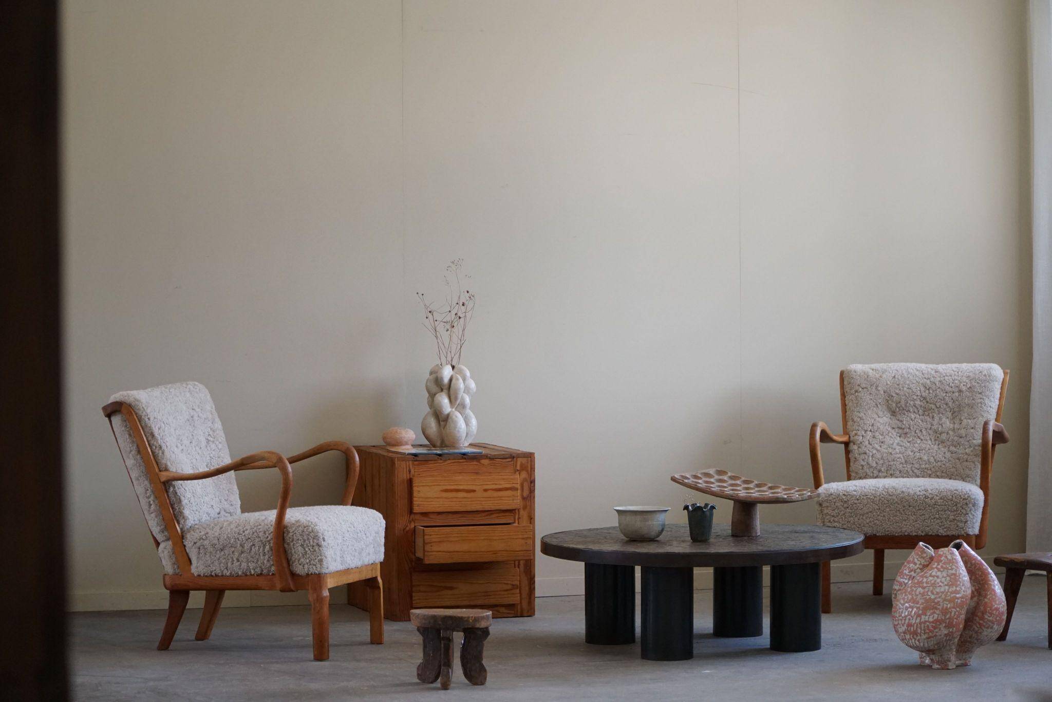 Free-standing primitive pine commode, mid-century Swedish, 1950s.