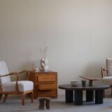 Free-standing primitive pine commode, mid-century Swedish, 1950s.