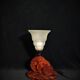 Lampe sculptural art déco en loupe d’acajou
