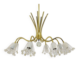 Modern brass floral chandelier Emil Stejnar, Rupert Nikoll, Austria, 1950s