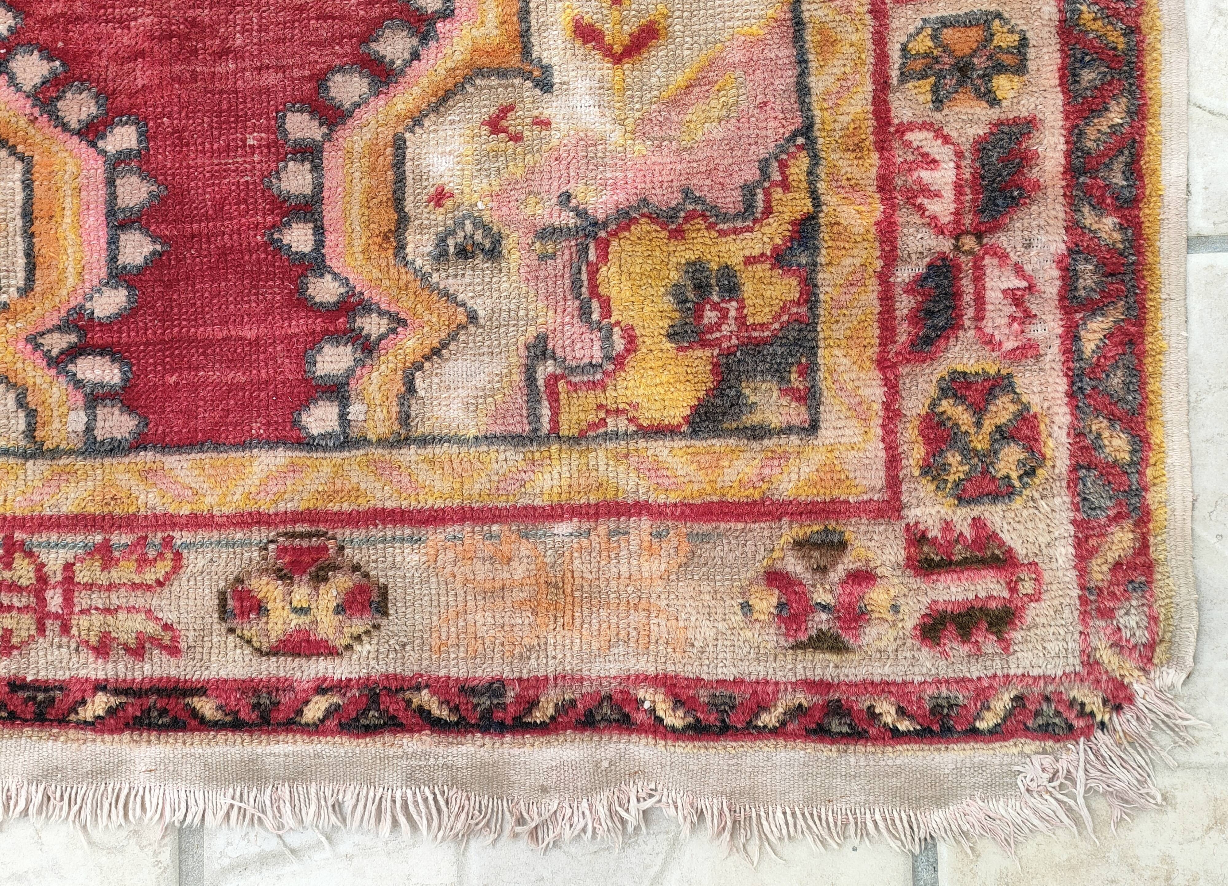 Tapis patiné orient laine fait mai 166 cm x 95 cm