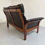 Vintage black leather Dreipunkt Scala design 2-seater sofa.
