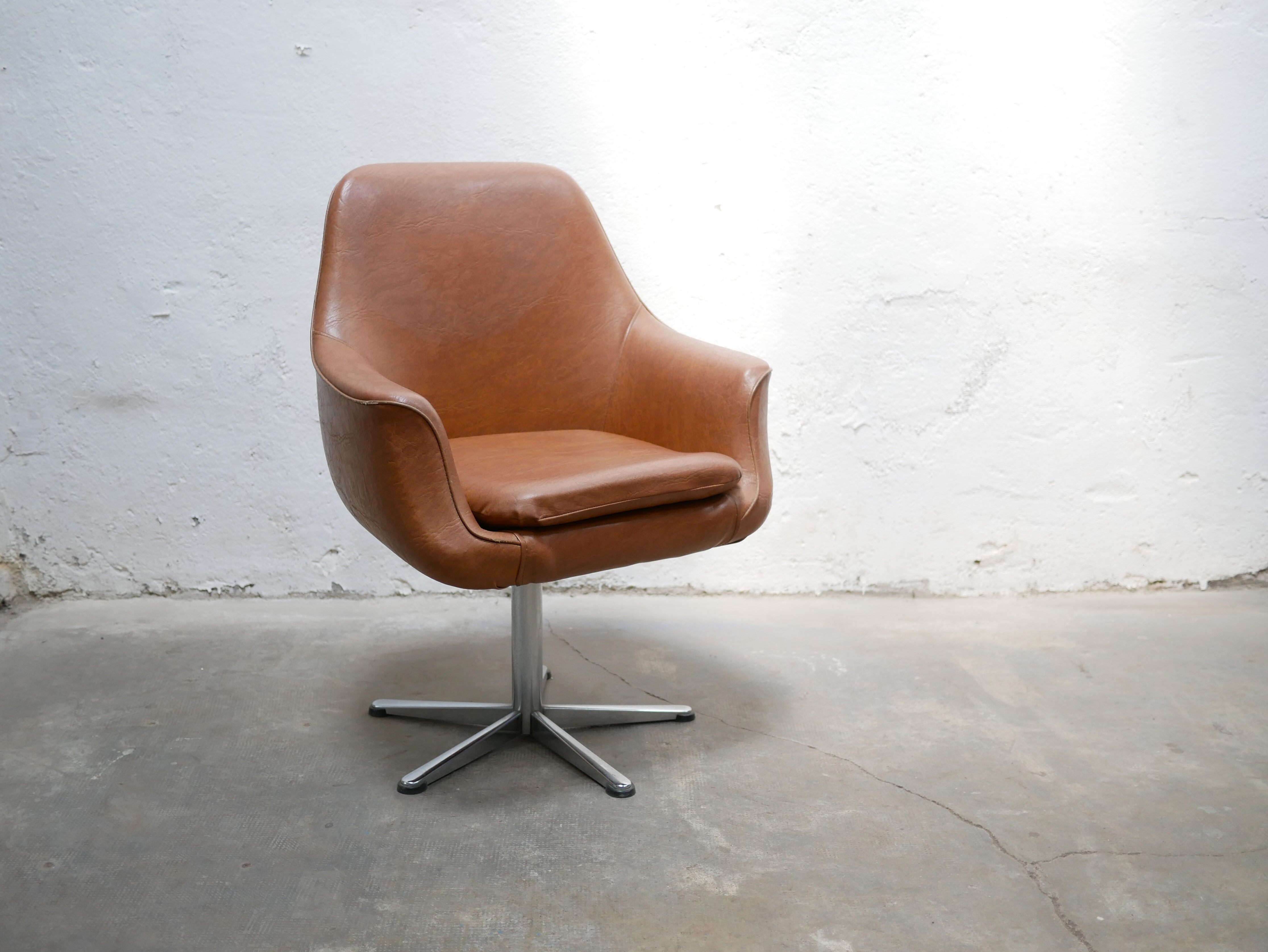 Vintage swivel desk chair in imitation leather