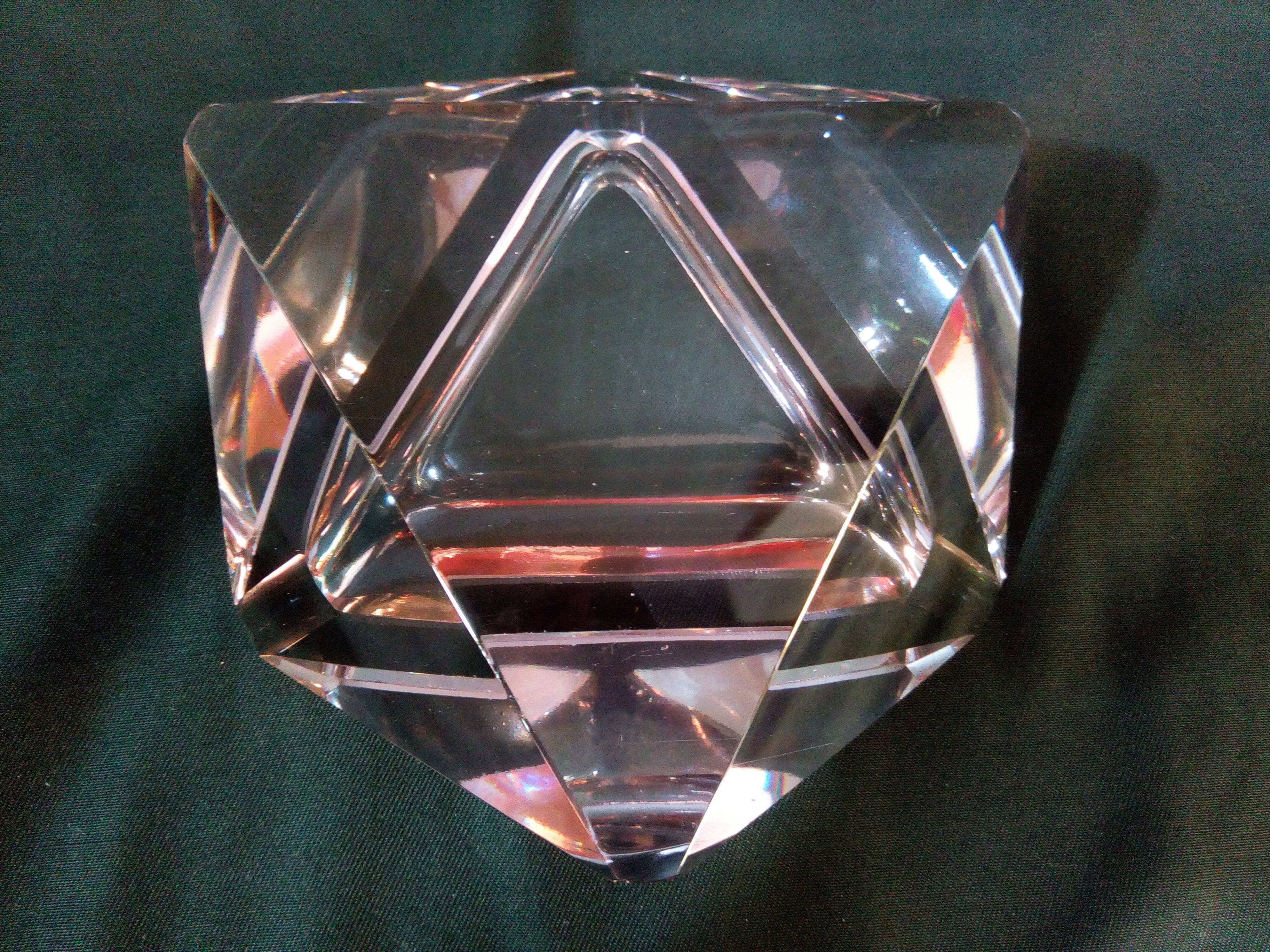 Murano glass multi-faceted ashtray, light purple colour