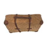 Wicker suitcase vintage rattan leather deco antique