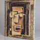 Cubist expressionist portrait in oil by Calvo Carrión 1970s