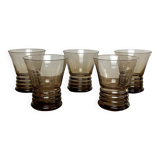5 small smoked glasses