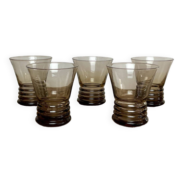 5 small smoked glasses