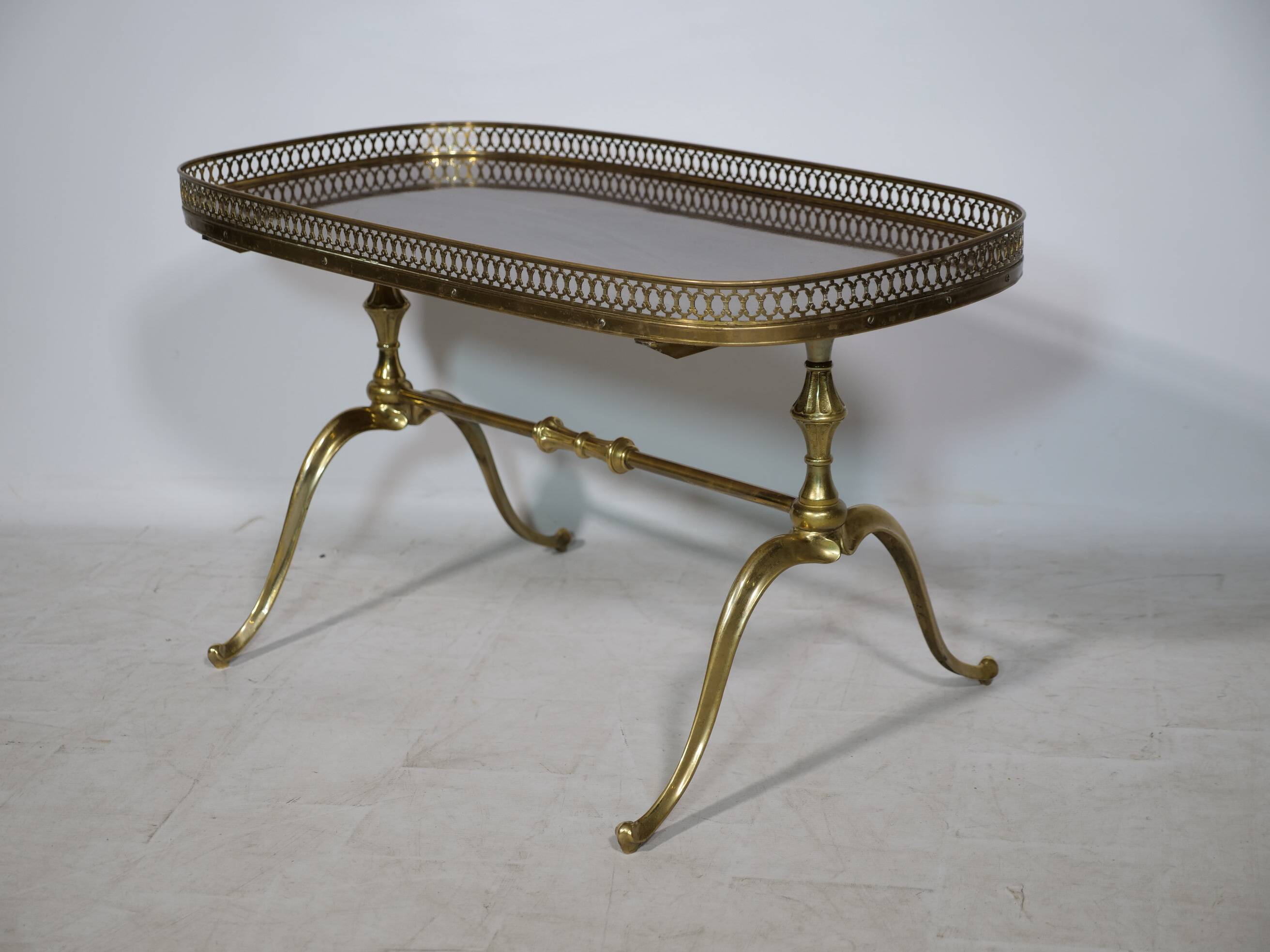 Regency Brass and Teak Bar Side Table with Removable Tray, 1960s
