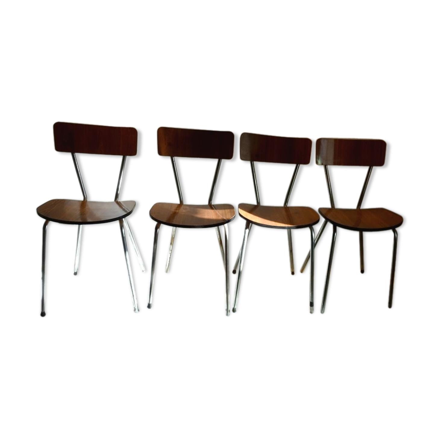 Lot de 4 chaise formica marron