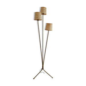 Lampadaire tripode années 50,métal doré