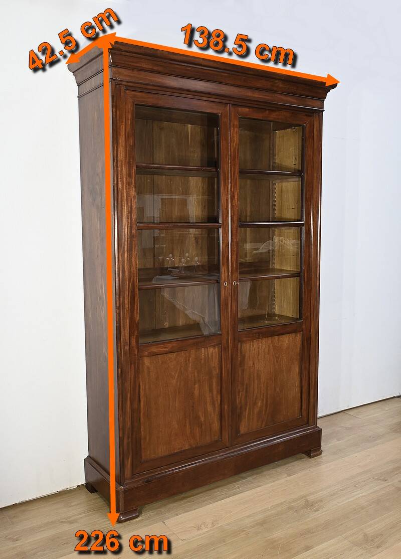 Mahogany Glass Bookcase, Restoration Period – Part 1 of the 19th Century