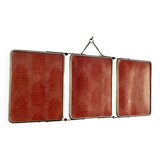 Vintage 1950s beveled barber triptych mirror in grenadine - 21 x 49 cm