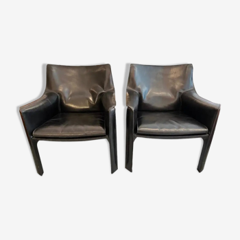 Pair of Lounge armchairs CAB 414 by Cassina circa 1970