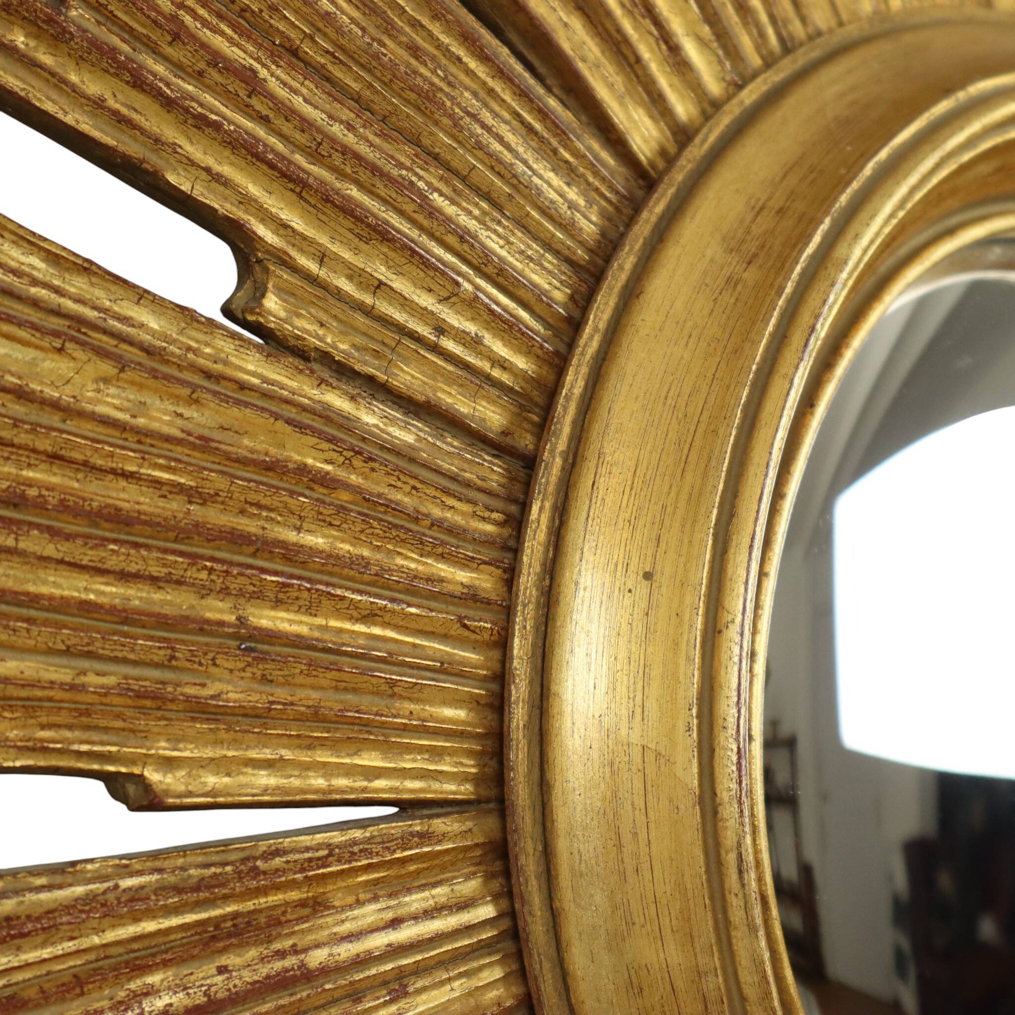 Large Deknudt Sunburst Gold Leaf Sun Mirror Sixties