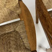 Set of 2 Vintage armchair easy chairs oak & seagrass 60s mid-century